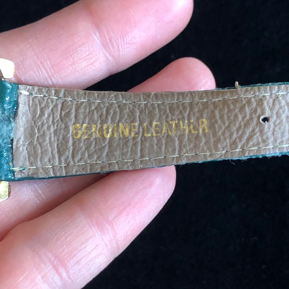 Vintage Gold Christmas Tree Watch with Green Strap